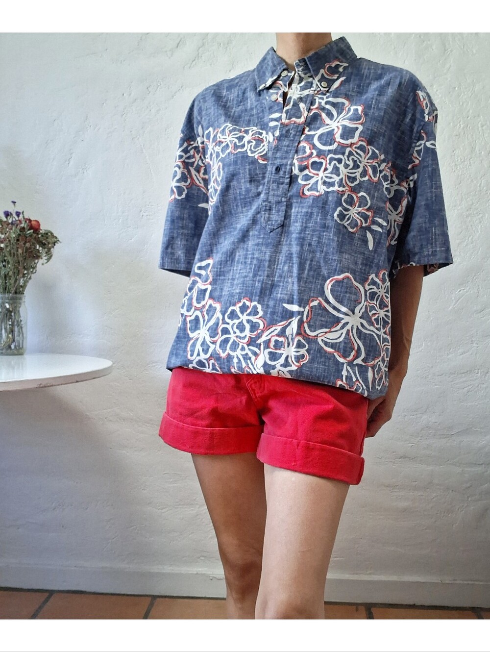 Reyn Spooner Aloha Shirt Spooner Kloth Blue Floral Pullover Men’s